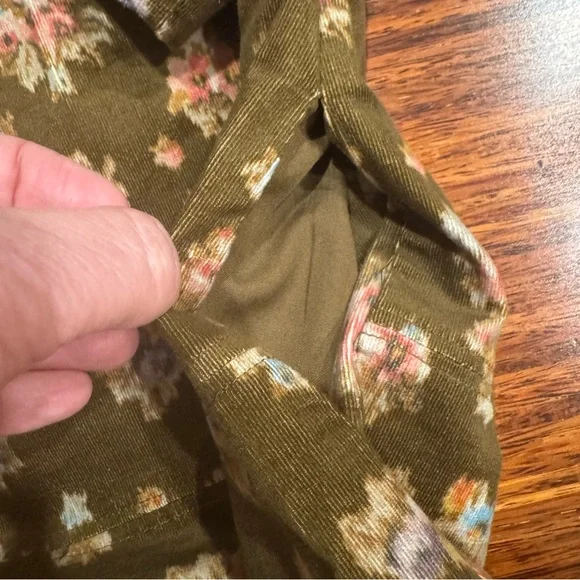 Tuckernuck Hazel Bouquet Corduroy Clifton Mini Dress Brown Floral Stand Collar - Picture 5 of 8